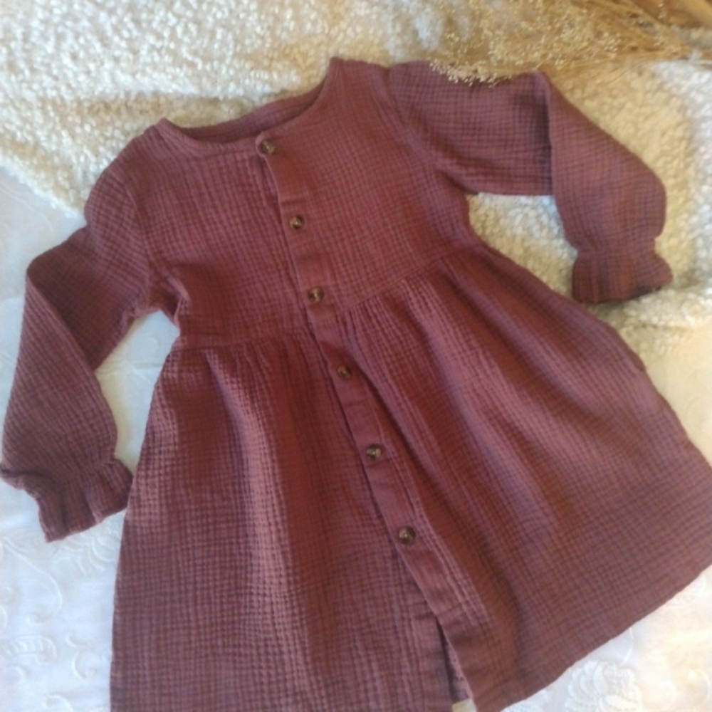Kids Mauve Button-Down Dress